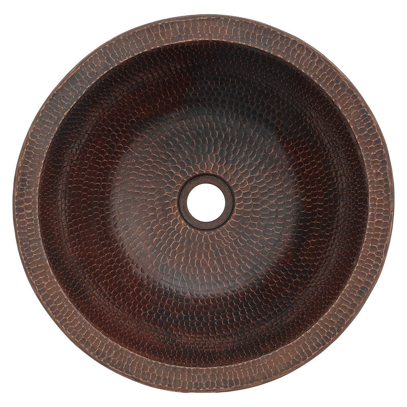 15" Small Round Skirted Vessel Hammered Copper Sink