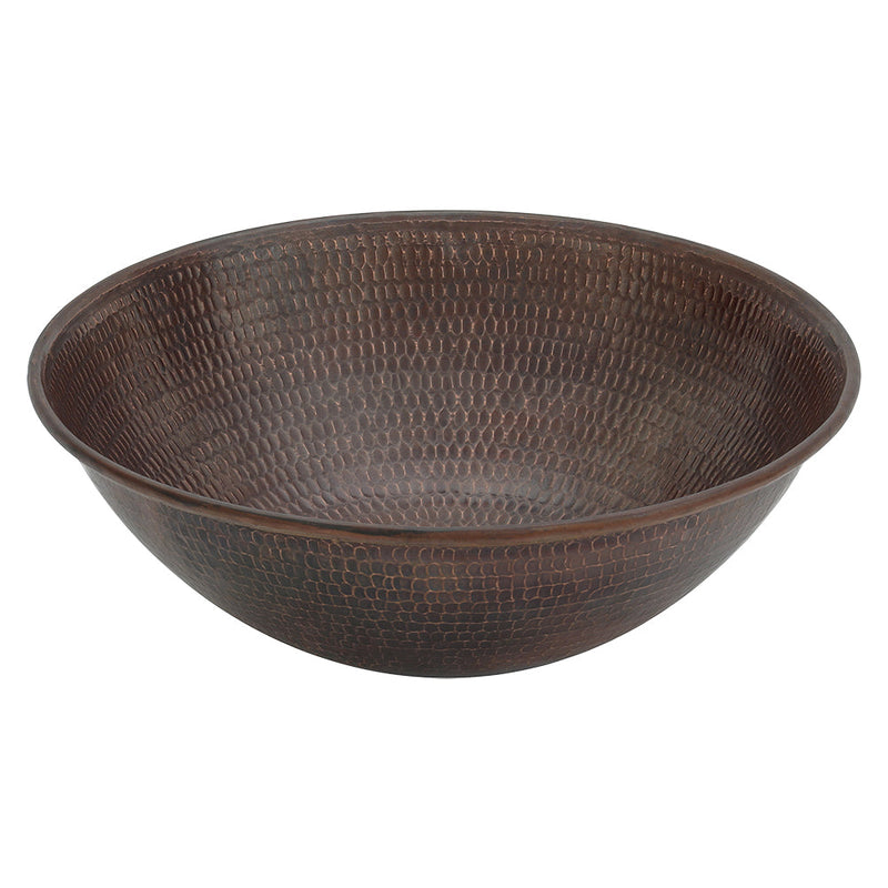 15" Round Wired Rim Vessel Hammered Copper Sink