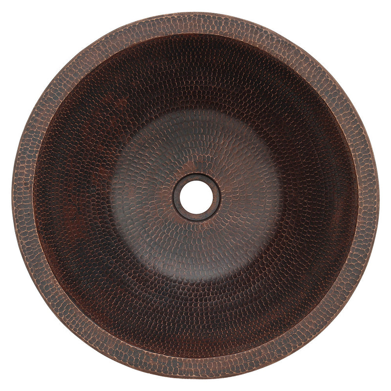 17" Round Skirted Vessel Hammered Copper Sink