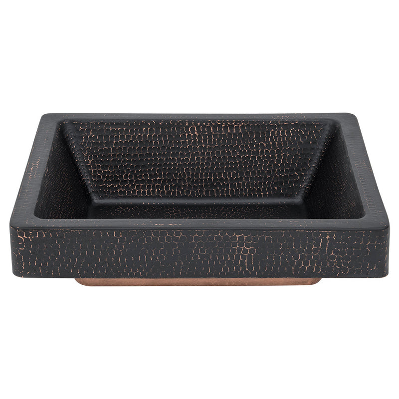 17" Rectangle Skirted Vessel Hammered Copper Sink
