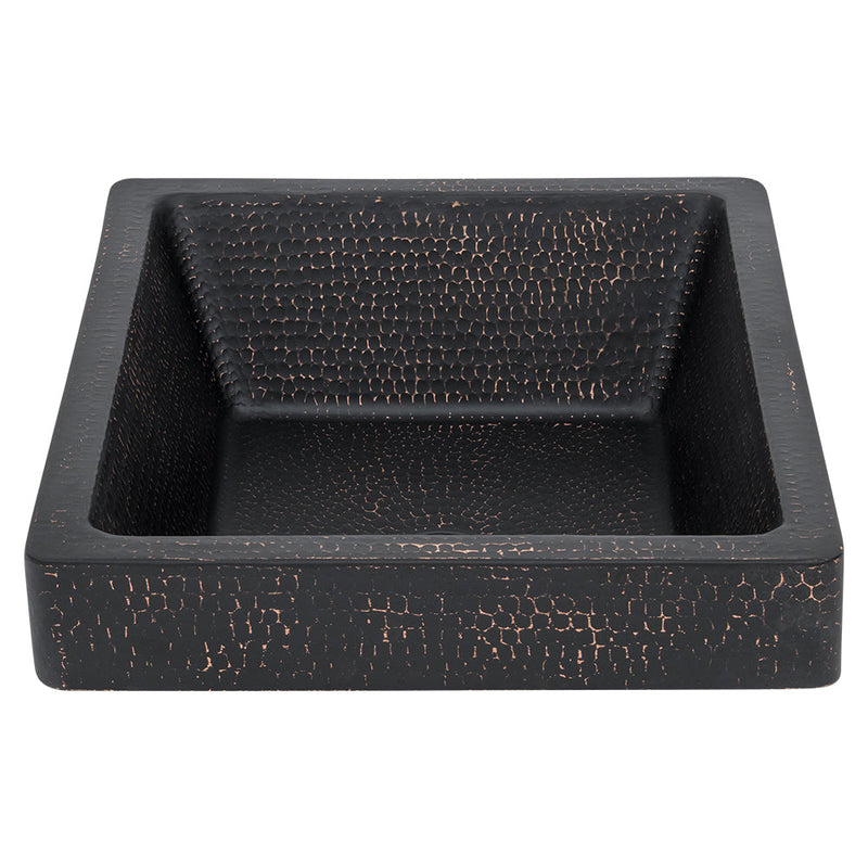 17" Rectangle Skirted Vessel Hammered Copper Sink