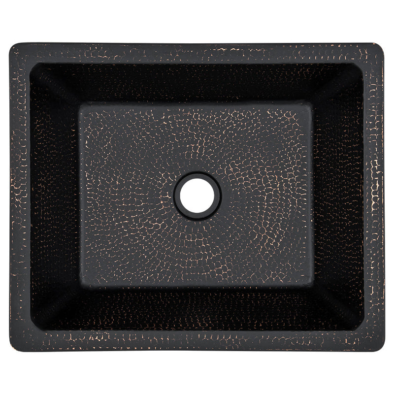 17" Rectangle Skirted Vessel Hammered Copper Sink