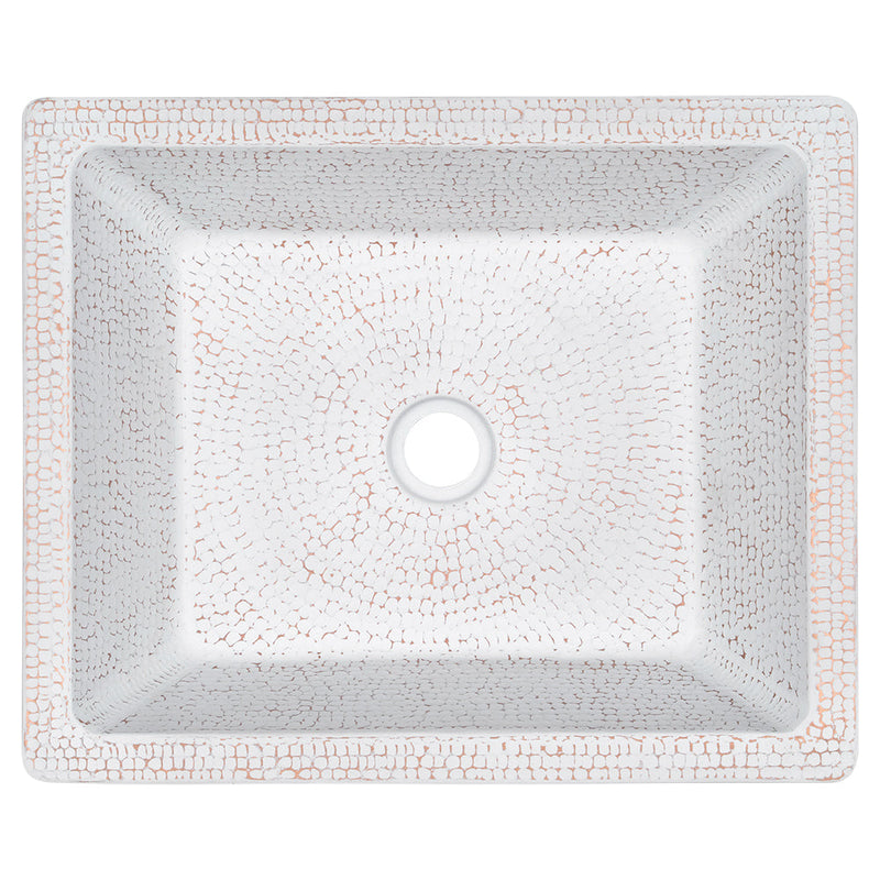 17" Rectangle Skirted Vessel Hammered Copper Sink