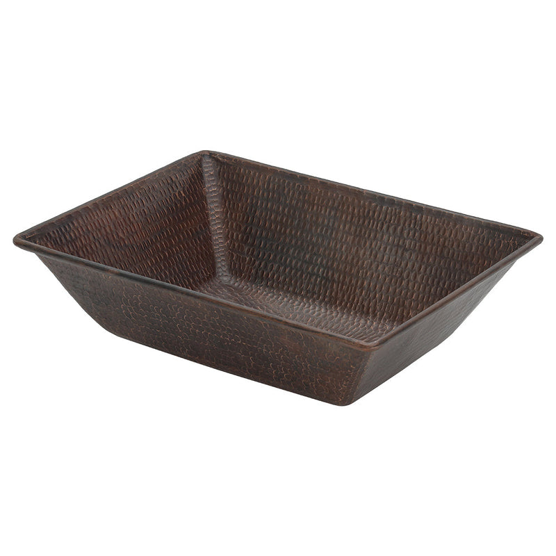 17" Rectangle Wired Rim Vessel Hammered Copper Sink