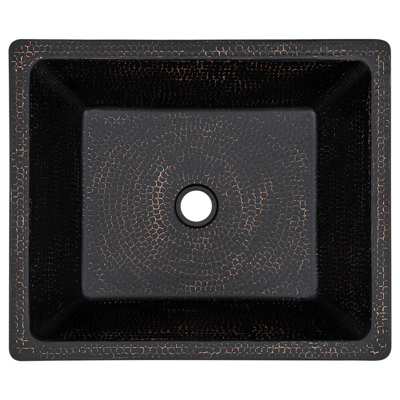 19" Rectangle Skirted Vessel Hammered Copper Sink