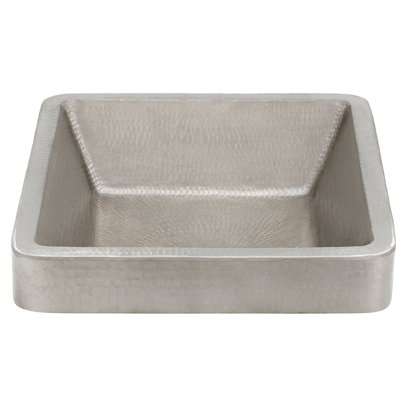 19" Rectangle Skirted Vessel Hammered Copper Sink