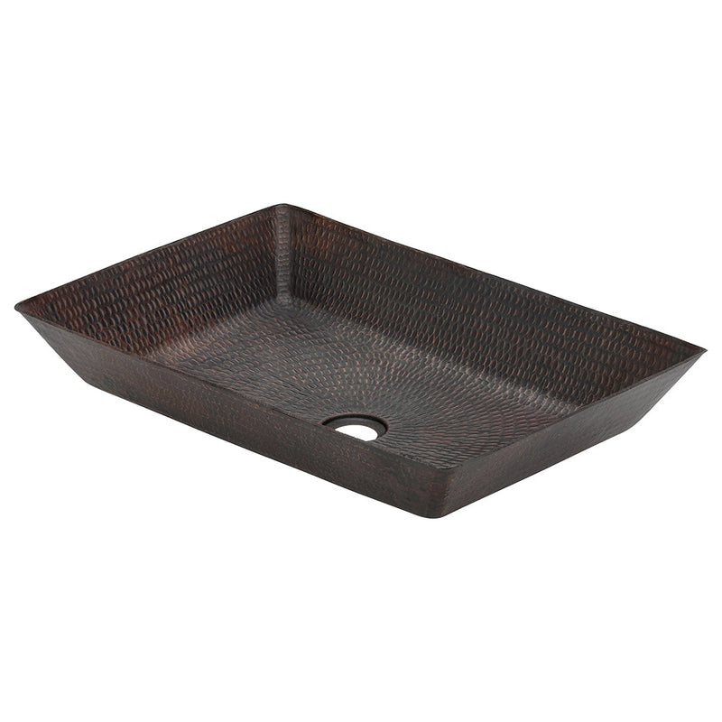 20" Rectangle Vessel Hammered Copper Sink