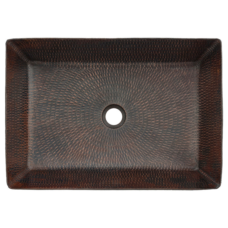 20" Rectangle Vessel Hammered Copper Sink