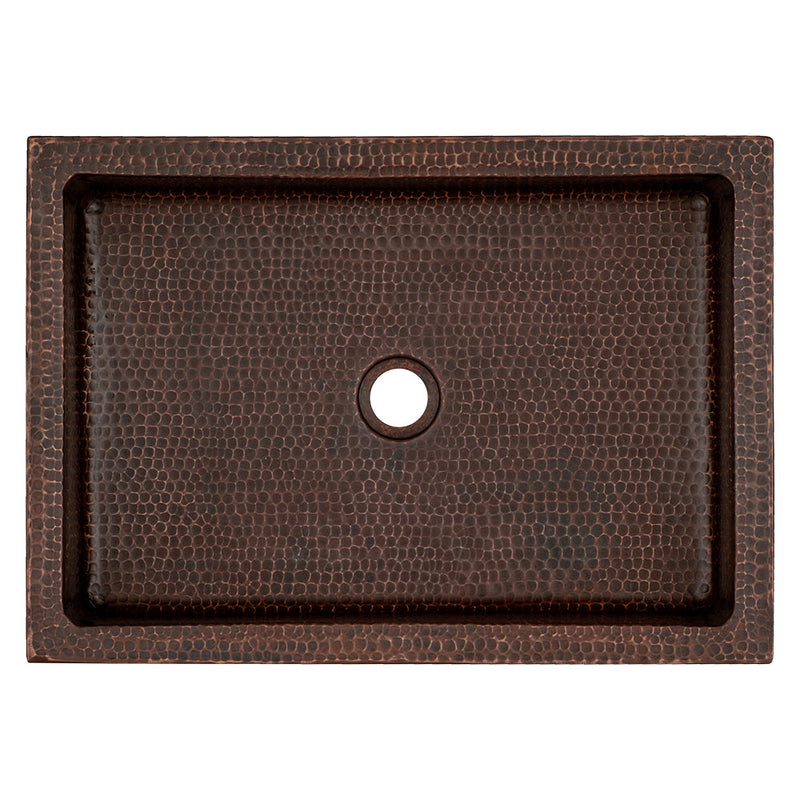 20" Rectangle Skirted Vessel Hammered Copper Sink