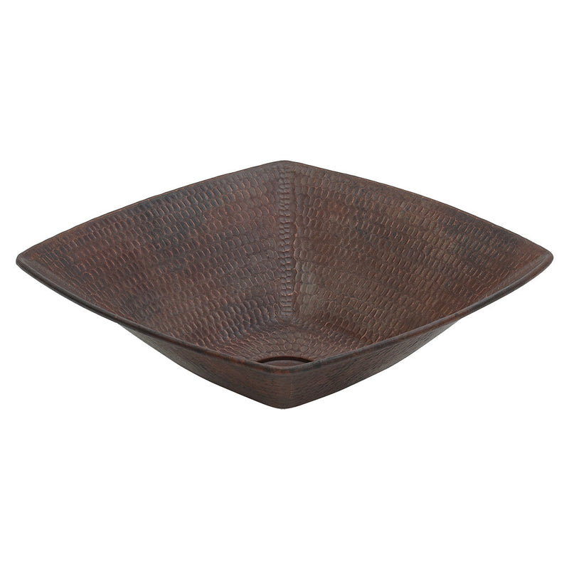 14" Square Wire Rim Vessel Hammered Copper Sink