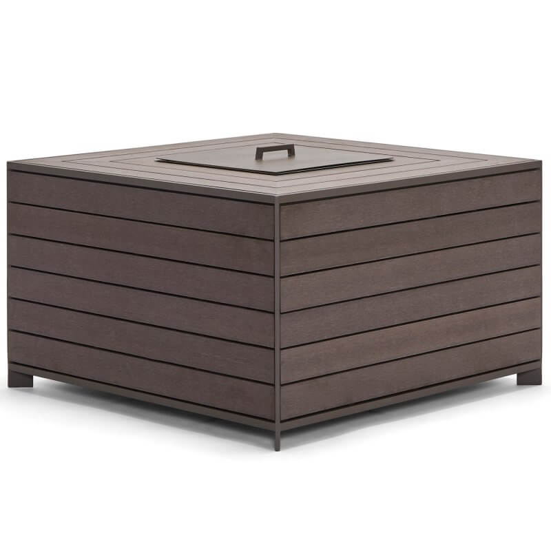 Essence NexTeak Square Chat Height Fire Table - Bark Fire Tables