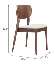 Kellua Dining Chair (Set of 2) Beige & Walnut