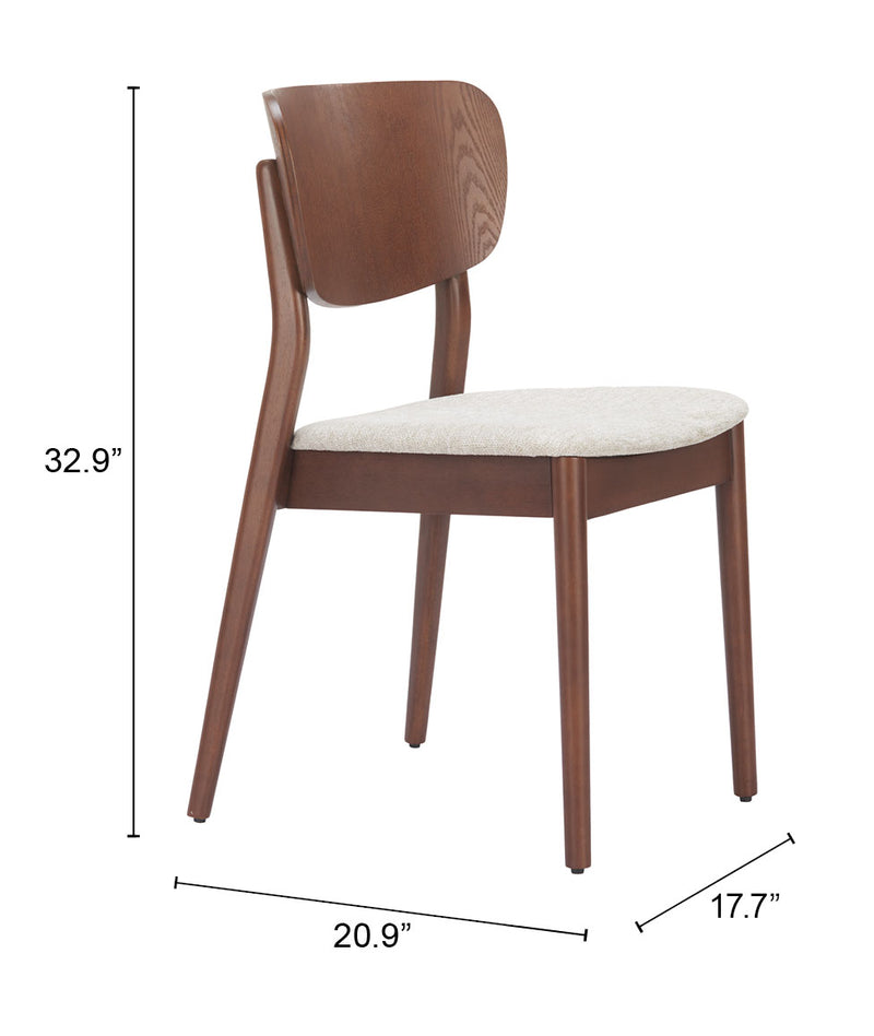 Kellua Dining Chair (Set of 2) Beige & Walnut
