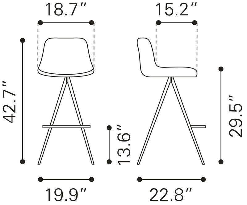 Aki Barstool (Set of 2) White & Black