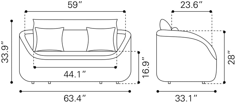 Coral Reef Loveseat Gray