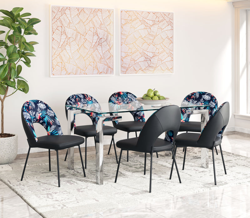 Merion Dining Chair (Set of 2) Multicolor Print & Black