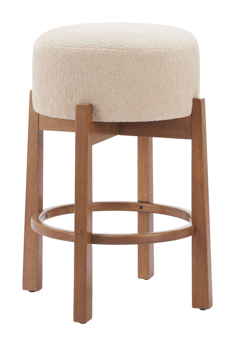 Nade Counter Stool (Set of 2) Beige & Walnut
