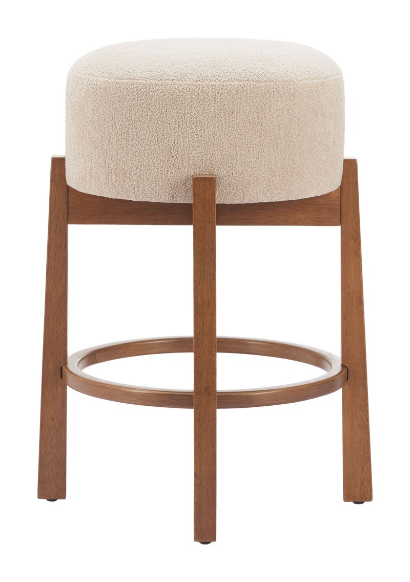Nade Counter Stool (Set of 2) Beige & Walnut
