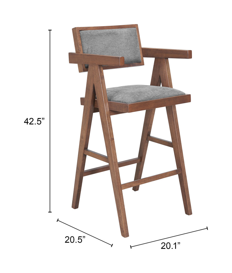 Delhi Barstool (Set of 2) Gray & Walnut