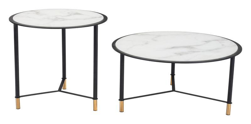 Davis Coffee Table Set (2-Piece) White & Black