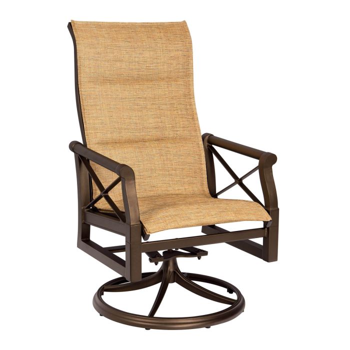Andover Padded Sling High Back Swivel Rocking Dining Arm Chair Padded Sling