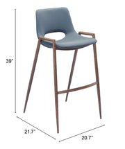 Desi Barstool (Set of 2) Azure Gray & Walnut