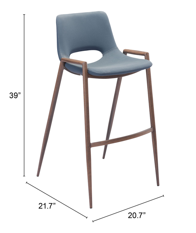 Desi Barstool (Set of 2) Azure Gray & Walnut