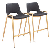 Desi Counter Stool (Set of 2) Black & Gold