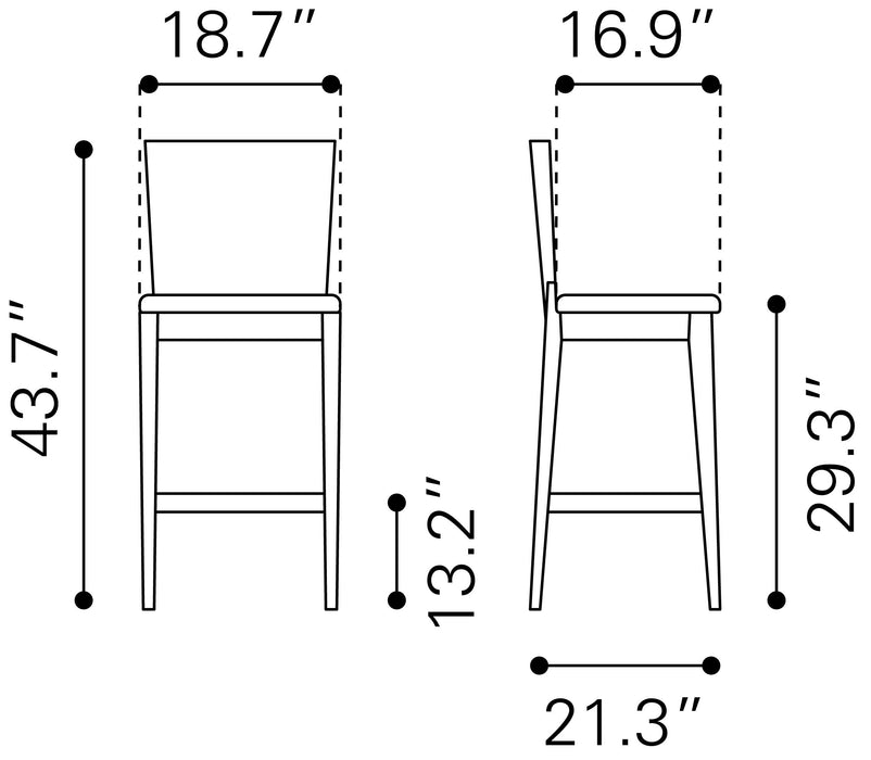Ambrose Barstool (Set of 2) Walnut & Dark Gray