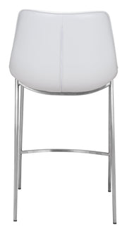 Magnus Counter Stool (Set of 2) White & Silver