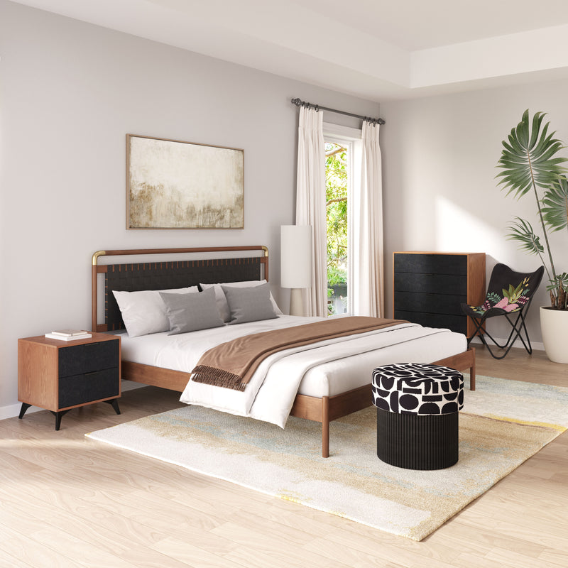 Netz King Bed Black & Walnut