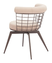 Saku Swivel Dining Chair Beige & Brown