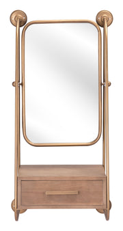 Peralta Mirror Shelf Brass & Brown
