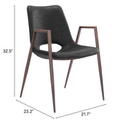 Desi Dining Chair (Set of 2) Black & Walnut