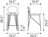 Georges Counter Stool (Set of 2) Gray & Gold