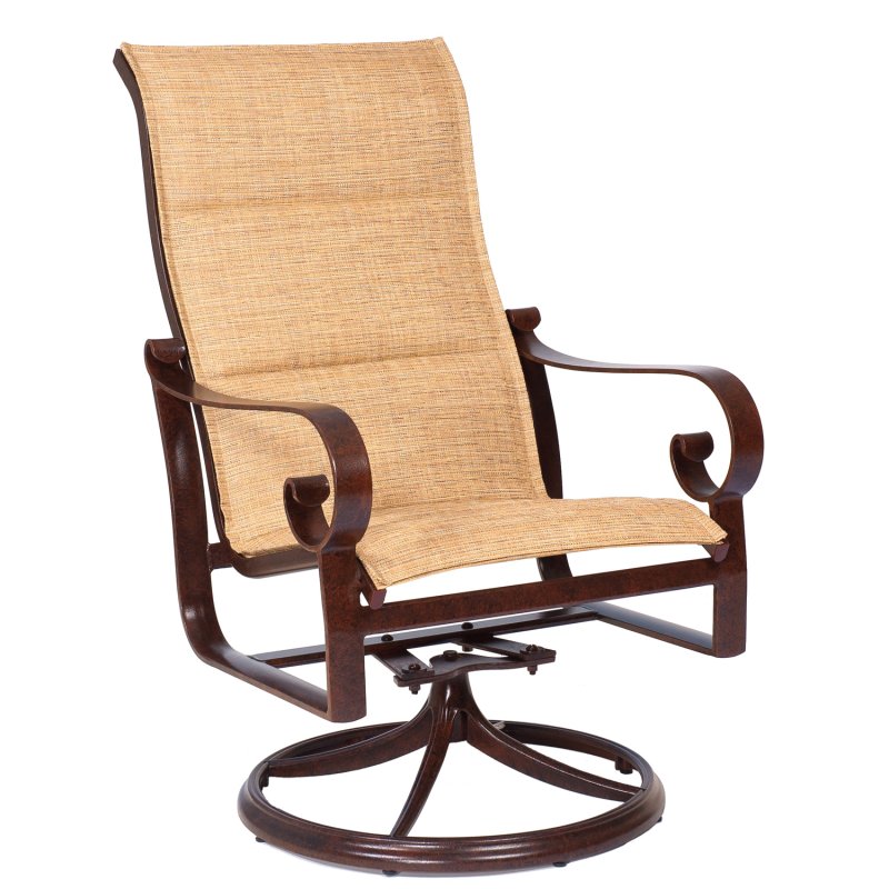 Belden Padded Sling High Back Swivel Rocking Dining Arm Chair Padded Sling