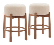 Nade Counter Stool (Set of 2) Beige & Walnut