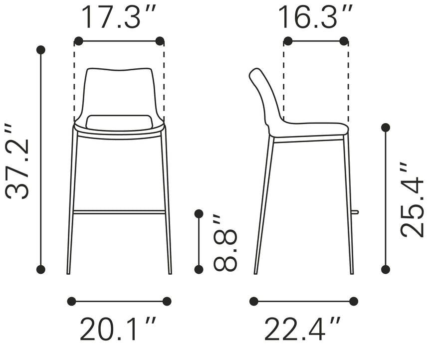 Ace Counter Stool (Set of 2) Dark Gray & Walnut