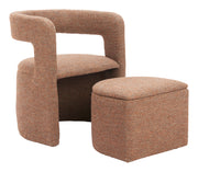 Atria Accent Chair & Ottoman Tawny Brown