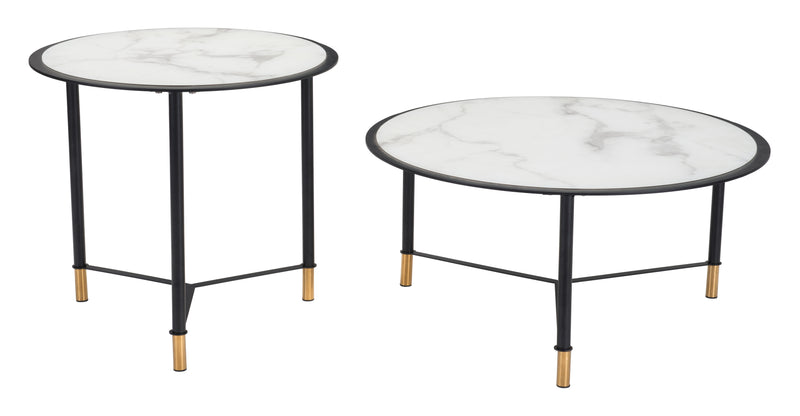 Davis Coffee Table Set (2-Piece) White & Black
