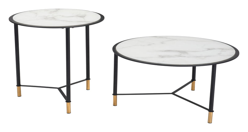 Davis Coffee Table Set (2-Piece) White & Black