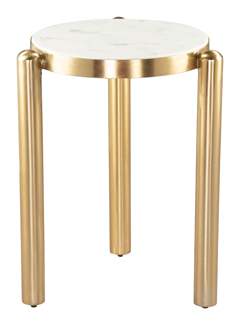 Noan Side Table White & Gold