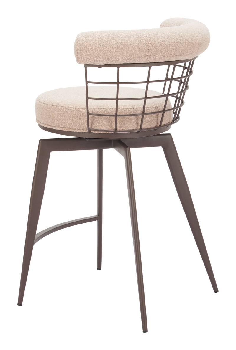 Saku Swivel Counter Stool Beige & Brown