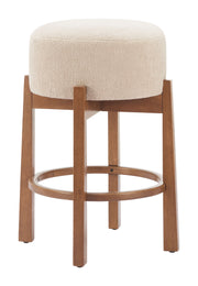 Nade Counter Stool (Set of 2) Beige & Walnut