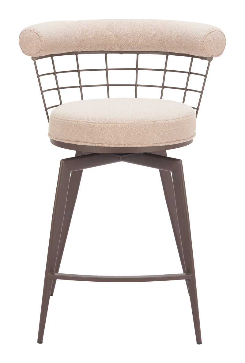 Saku Swivel Counter Stool Beige & Brown