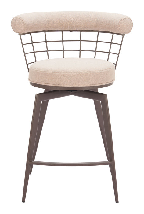 Saku Swivel Counter Stool Beige & Brown