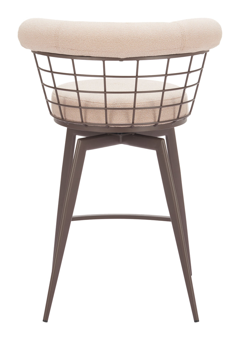 Saku Swivel Counter Stool Beige & Brown