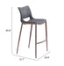 Ace Barstool (Set of 2) Dark Gray & Walnut