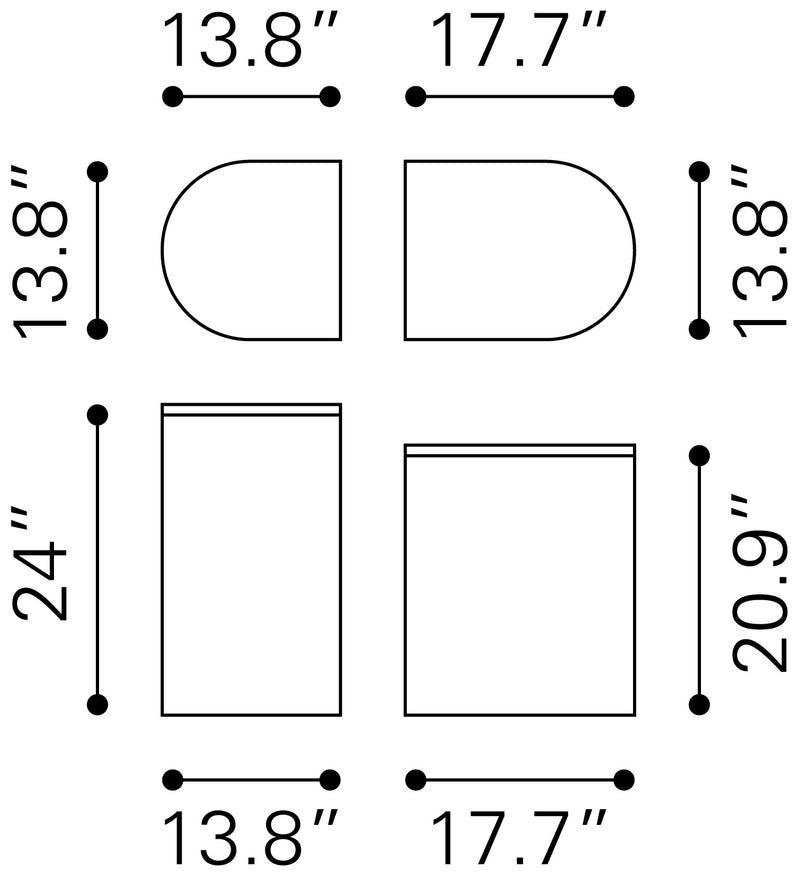 Ormara Side Table Set (2-Piece) White & Black