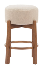 Nade Counter Stool (Set of 2) Beige & Walnut